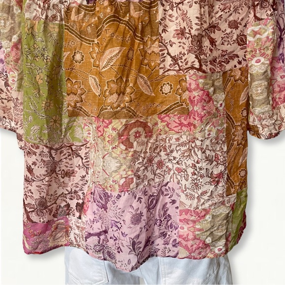 Johnny Was Bertha Top Flowy Bohemian Patchwork Shirt Size Medium - Picture 12 of 16